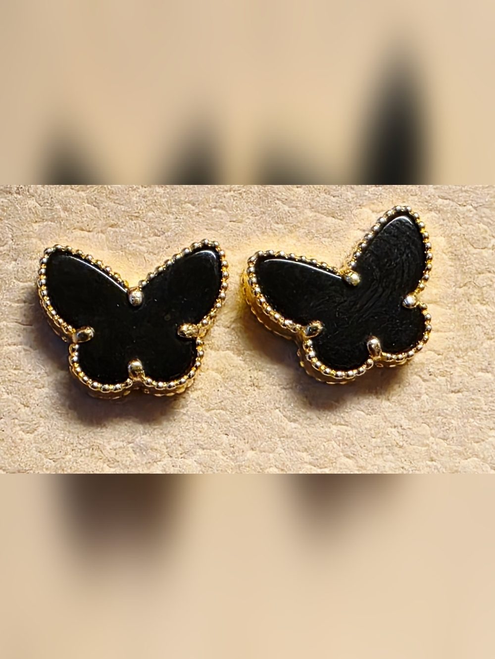 💛18k Onyx Butterfly Stud Earrings